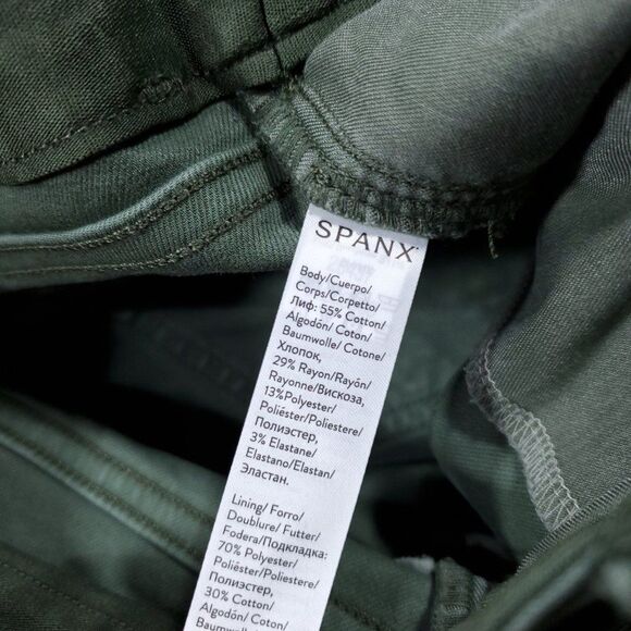 READ Spanx Tall Stretch Twill Ankle Cargo Pant Women's Size XS Green Pull On - Picture 8 of 13